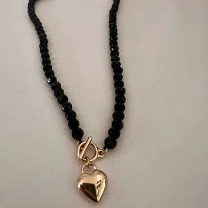 Black and Gold Heart Necklace